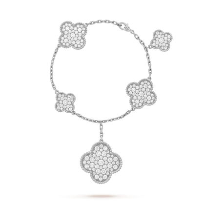 [Vera  Jewelry]CLOVER 6 MOTIFS SILVER DIAMOND BRACELET