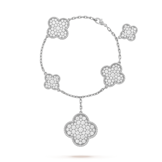 [Vera Jewelry]CLOVER 6 MOTIFS SILVER DIAMOND BRACELET
