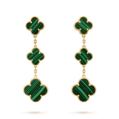 [Vera Jewelry]CLOVER MALACHITE 3 MOTIFS GOLD