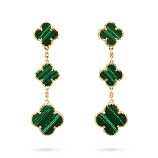 [Vera  Jewelry]CLOVER MALACHITE 3 MOTIFS GOLD