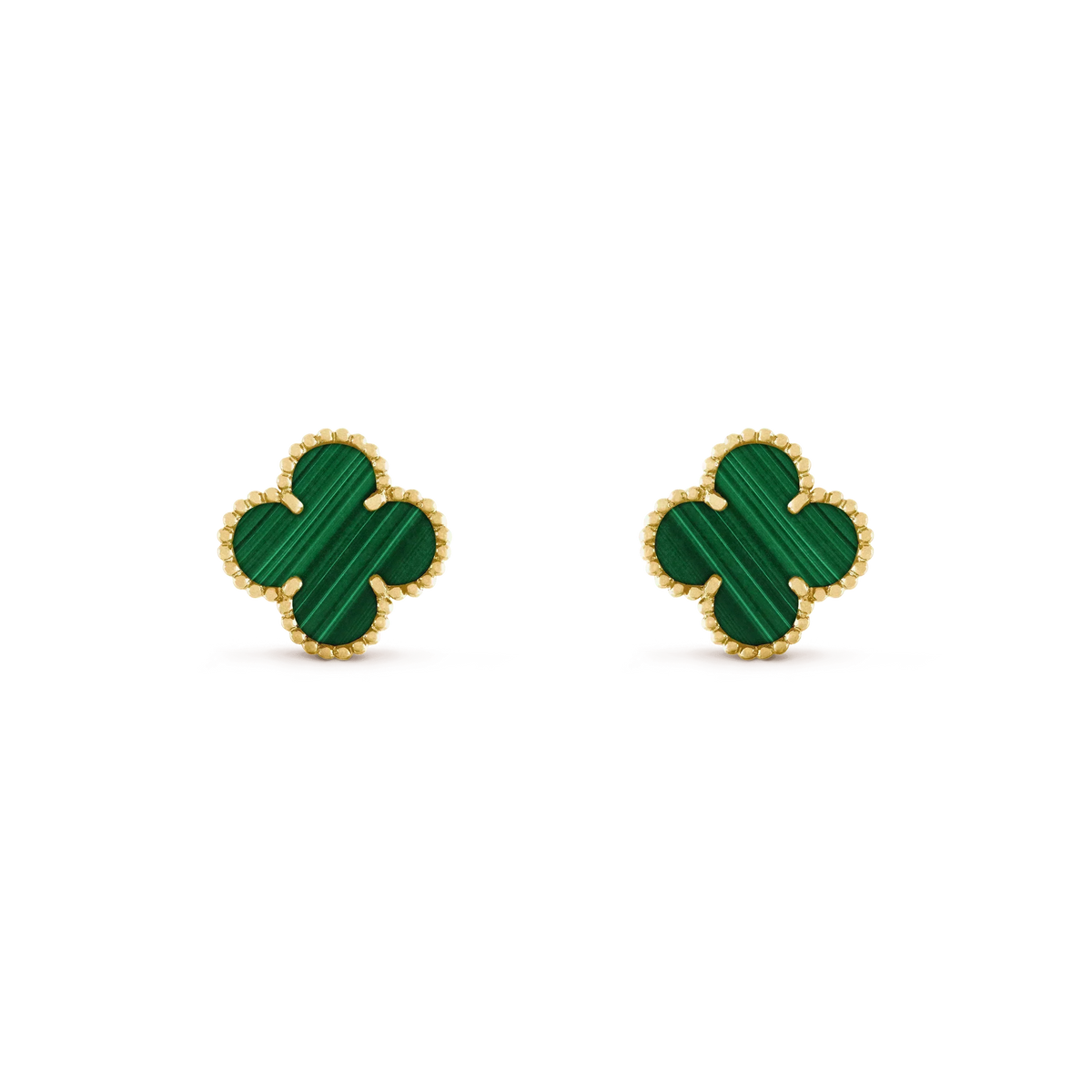 [Vera  Jewelry]CLOVER MEDIUM 1 MOTIFS MALACHITE  EARRINGS