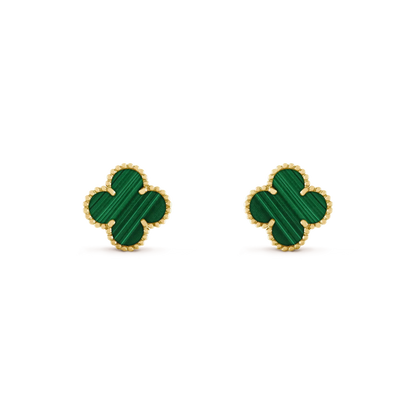 [Vera  Jewelry]CLOVER MEDIUM 1 MOTIFS MALACHITE  EARRINGS