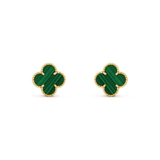 [Vera  Jewelry]CLOVER MEDIUM 1 MOTIFS MALACHITE  EARRINGS