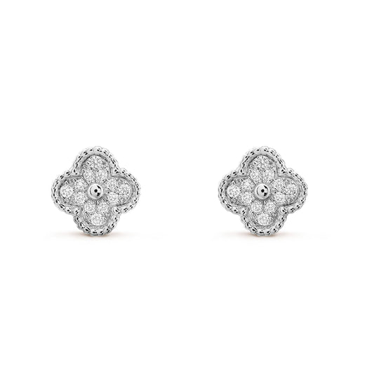 [Vera  Jewelry]CLOVER MINI DIAMOND STUD EARRINGS