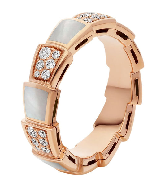 [Vera]SERPENTI RING PINK GOLD MOP DIAMOND PAVED 4MM