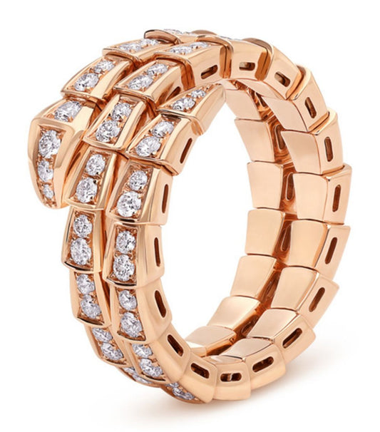 [Vera]SERPENTI RING ROSÉGOLD DIAMANT DOPPELREIHIG