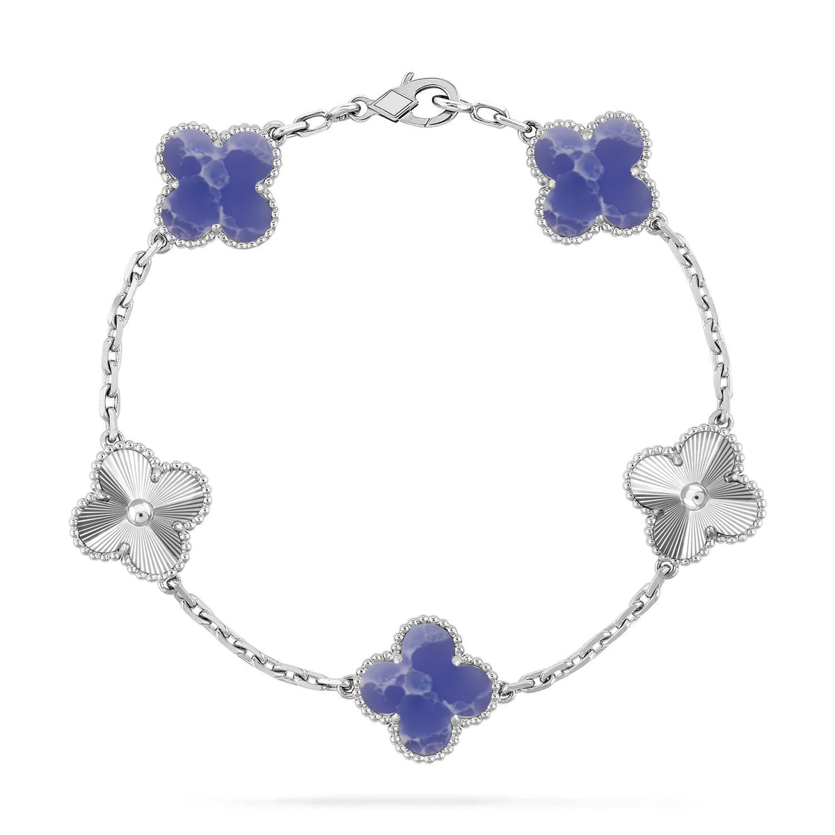 [Vera  Jewelry]LUCKY CLOVER 5-MOTIF BRACELET - BLUE LARIMAR COLLECTION