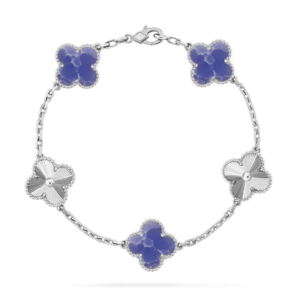 [Vera  Jewelry]LUCKY CLOVER 5-MOTIF BRACELET - BLUE LARIMAR COLLECTION