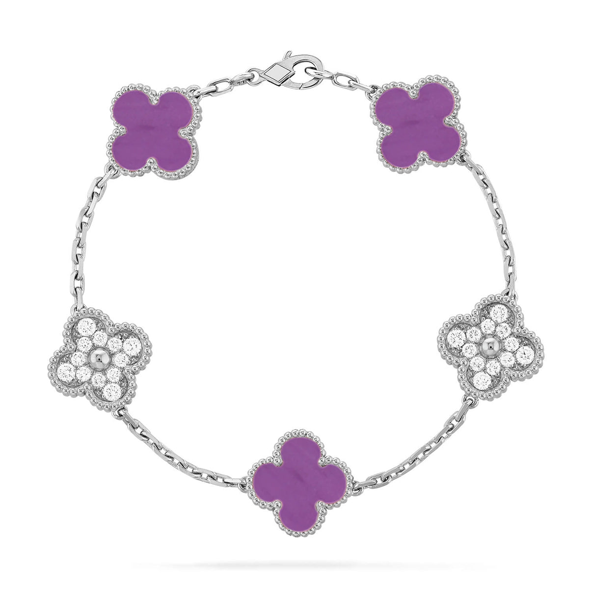 [Vera  Jewelry]LUCKY CLOVER 5-MOTIF BRACELET - VIOLET COLLECTION