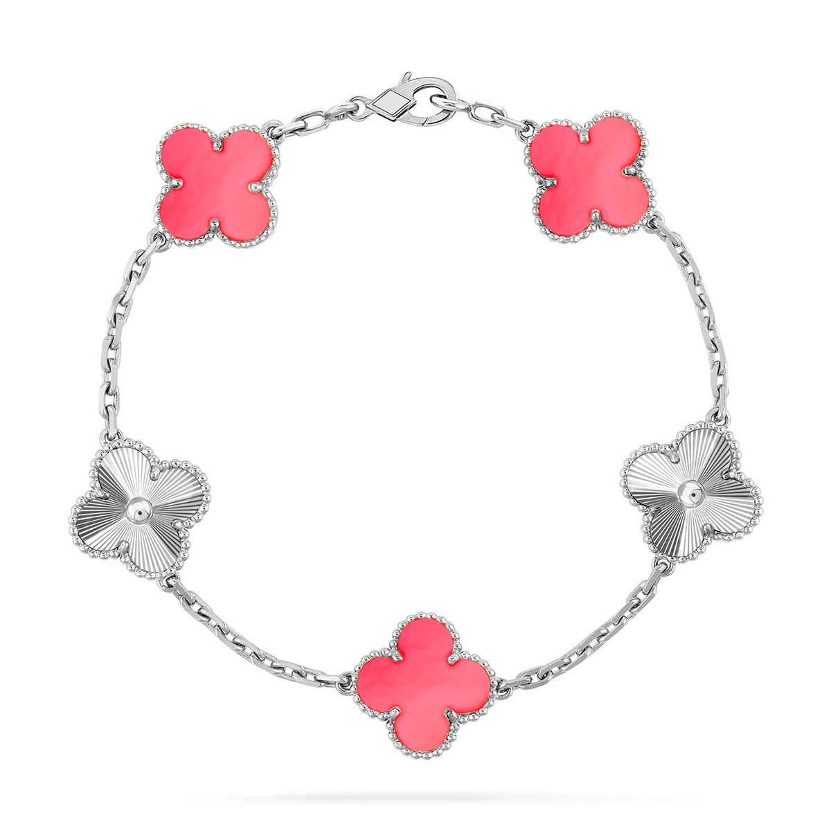 [Vera  Jewelry]LUCKY CLOVER 5-MOTIF BRACELET - PINK MOTHER-OF-PEARL COLLECTION
