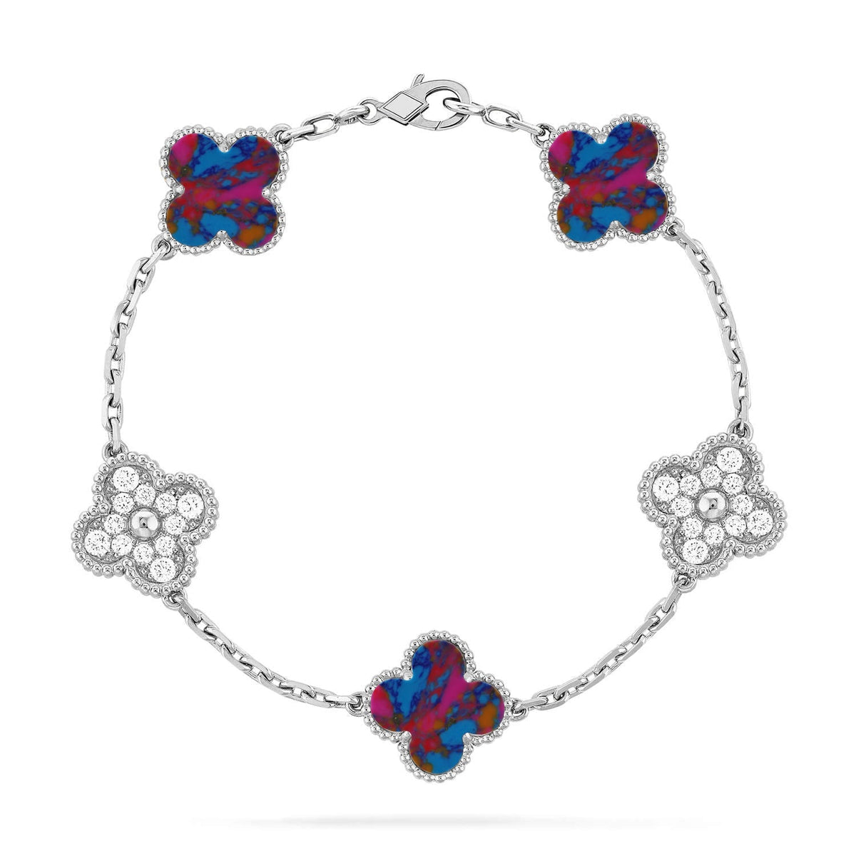 [Vera  Jewelry]LUCKY CLOVER 5-MOTIF BRACELET - MULTI-GEM COLLECTION