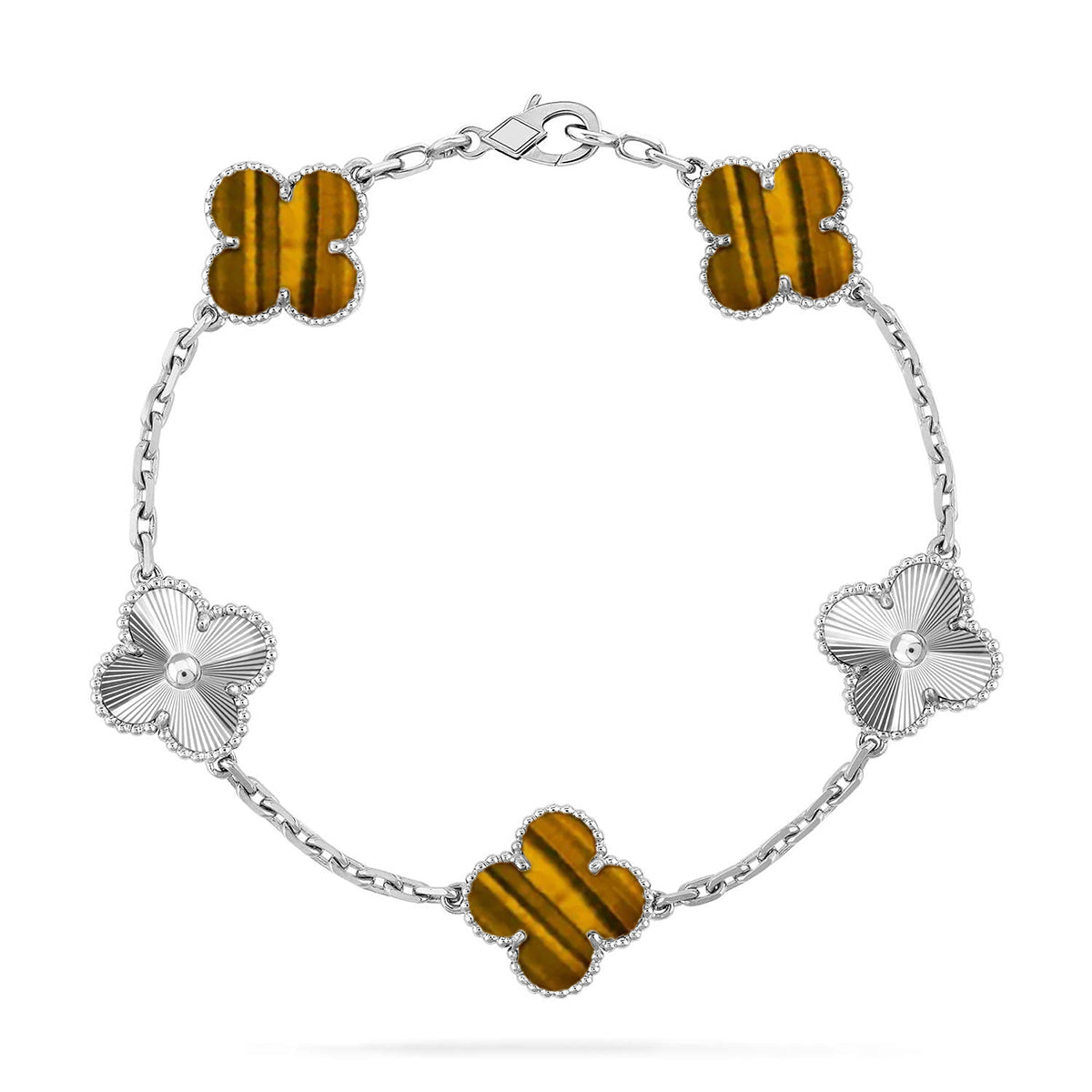 [Vera  Jewelry]LUCKY CLOVER 5-MOTIF BRACELET -  TIGER’S EYE COLLECTION