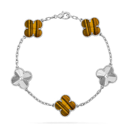 [Vera  Jewelry]LUCKY CLOVER 5-MOTIF BRACELET -  TIGER’S EYE COLLECTION