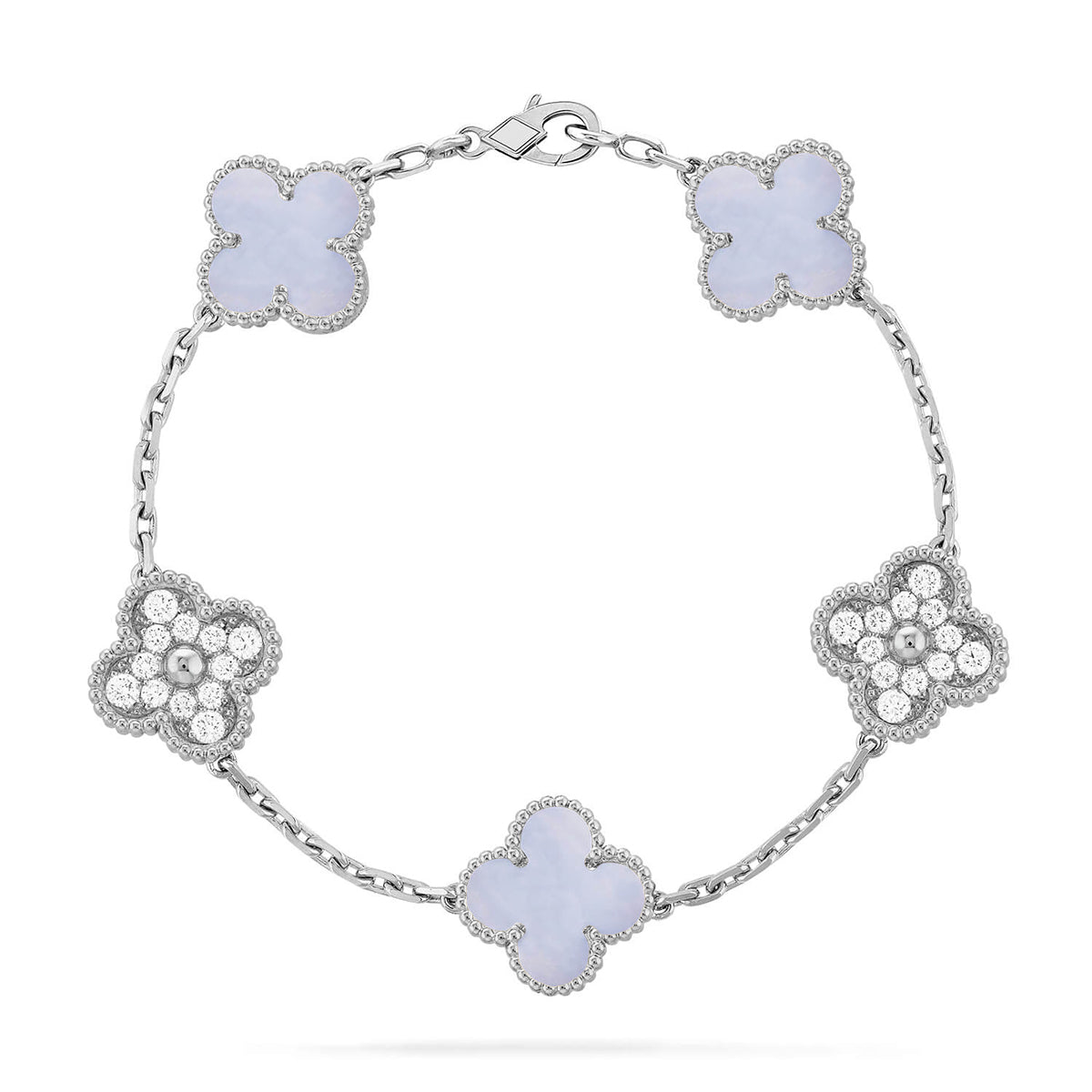 [Vera  Jewelry]LUCKY CLOVER 5-MOTIF BRACELET - PURPLE CHALCEDONY COLLECTION