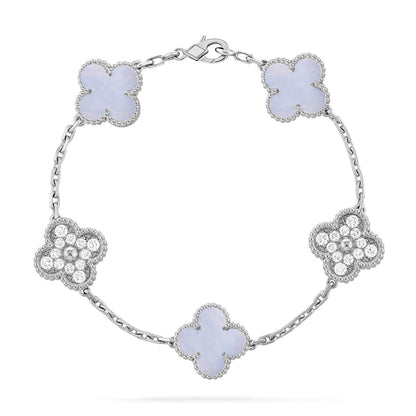 [Vera  Jewelry]LUCKY CLOVER 5-MOTIF BRACELET - PURPLE CHALCEDONY COLLECTION
