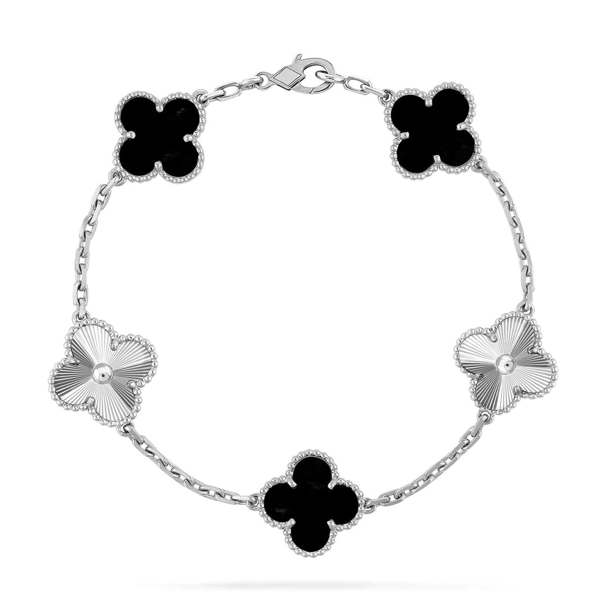 [Vera Jewelry] CLOVER 5 MOTIF ONYXS BRACELET COLLECTION
