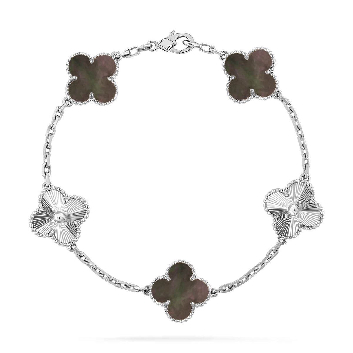 [Vera  Jewelry]LUCKY CLOVER 5-MOTIF BRACELET - GREY MOTHER-OF-PEARL COLLECTION
