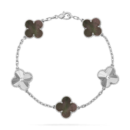 [Vera  Jewelry]LUCKY CLOVER 5-MOTIF BRACELET - GREY MOTHER-OF-PEARL COLLECTION