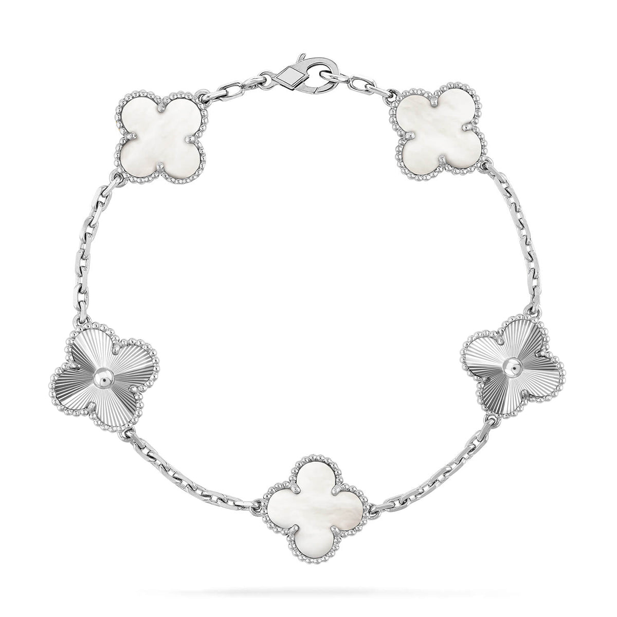 [Vera  Jewelry]LUCKY CLOVER 5-MOTIF BRACELET - WHITE MOTHER-OF-PEARL COLLECTION