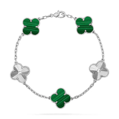 [Vera  Jewelry]LUCKY CLOVER 5-MOTIF BRACELET - MALACHITE COLLECTION