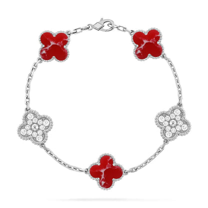 [Vera Jewelry]CLOVER 5 MOTIF RED PATTERN BRACELET COLLECTION