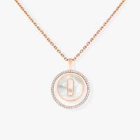 [Vera Jewelry]LUCKY MOVE 1 DIAMOND WHITE MOTHER OF PEARL PINK GOLD DIAMOND NECKLACE