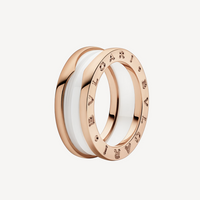 [Vera Jewelry]ZERO 1 TWO-BAND LOOPS AND WHITE CERAMIC SPIRAL PINK GOLD RING
