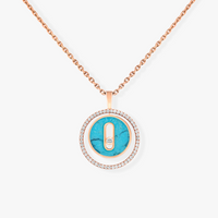 [Vera Jewelry]LUCKY MOVE 1 DIAMOND TURQUOISE PINK GOLD DIAMOND NECKLACE