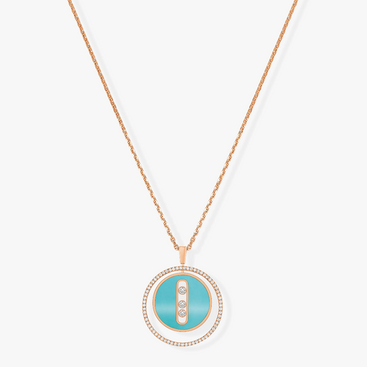 [Vera Jewelry]ラッキー ムーブ 3ダイヤモンド ターコイズ ピンクゴールド ダイヤモンド ネックレス