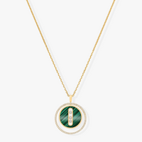 [Vera Jewelry]LUCKY MOVE 3 DIAMOND MALACHITE GOLD DIAMOND NECKLACE