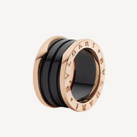 [Vera Jewelry]ZERO 1 FOUR-BAND LOOPS AND BLACK CERAMIC SPIRAL PINK GOLD RING