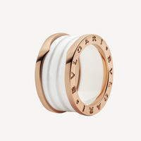 [Vera Jewelry]ZERO 1 FOUR-BAND LOOPS AND WHITE CERAMIC SPIRAL PINK GOLD RING