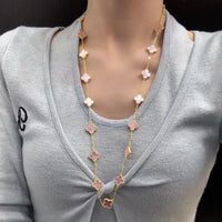 [Vera Jewelry]CLOVER 20 MOTIFS PINK MOP NECKLACE