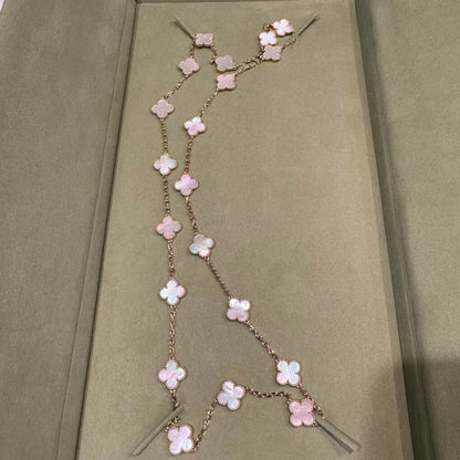 [Vera Jewelry]CLOVER 20 MOTIFS PINK MOP NECKLACE