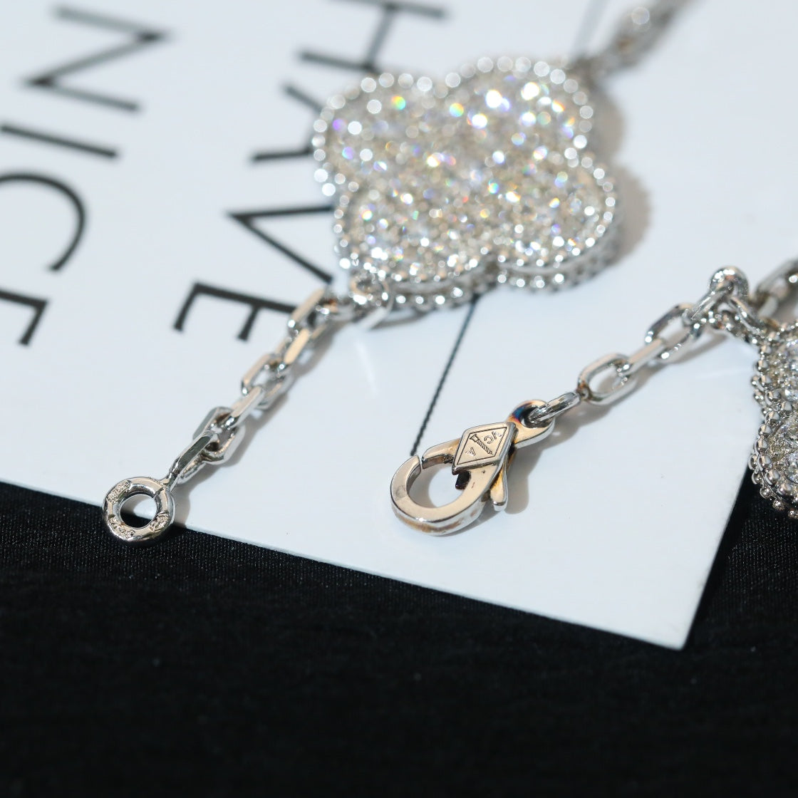 [Vera Jewelry]CLOVER BRACELET 5 MOTIF SILVER DIAMOND PAVED