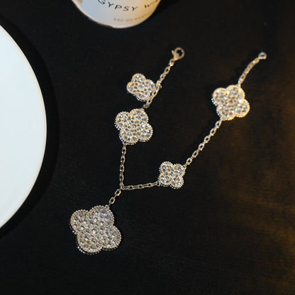[Vera Jewelry]CLOVER BRACELET 5 MOTIF SILVER DIAMOND PAVED