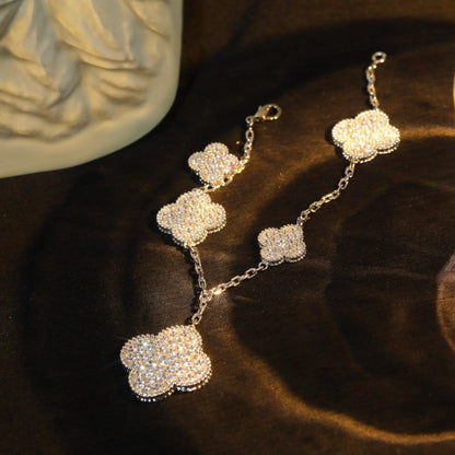 [Vera  Jewelry]CLOVER BRACELET 5 MOTIF SILVER DIAMOND PAVED