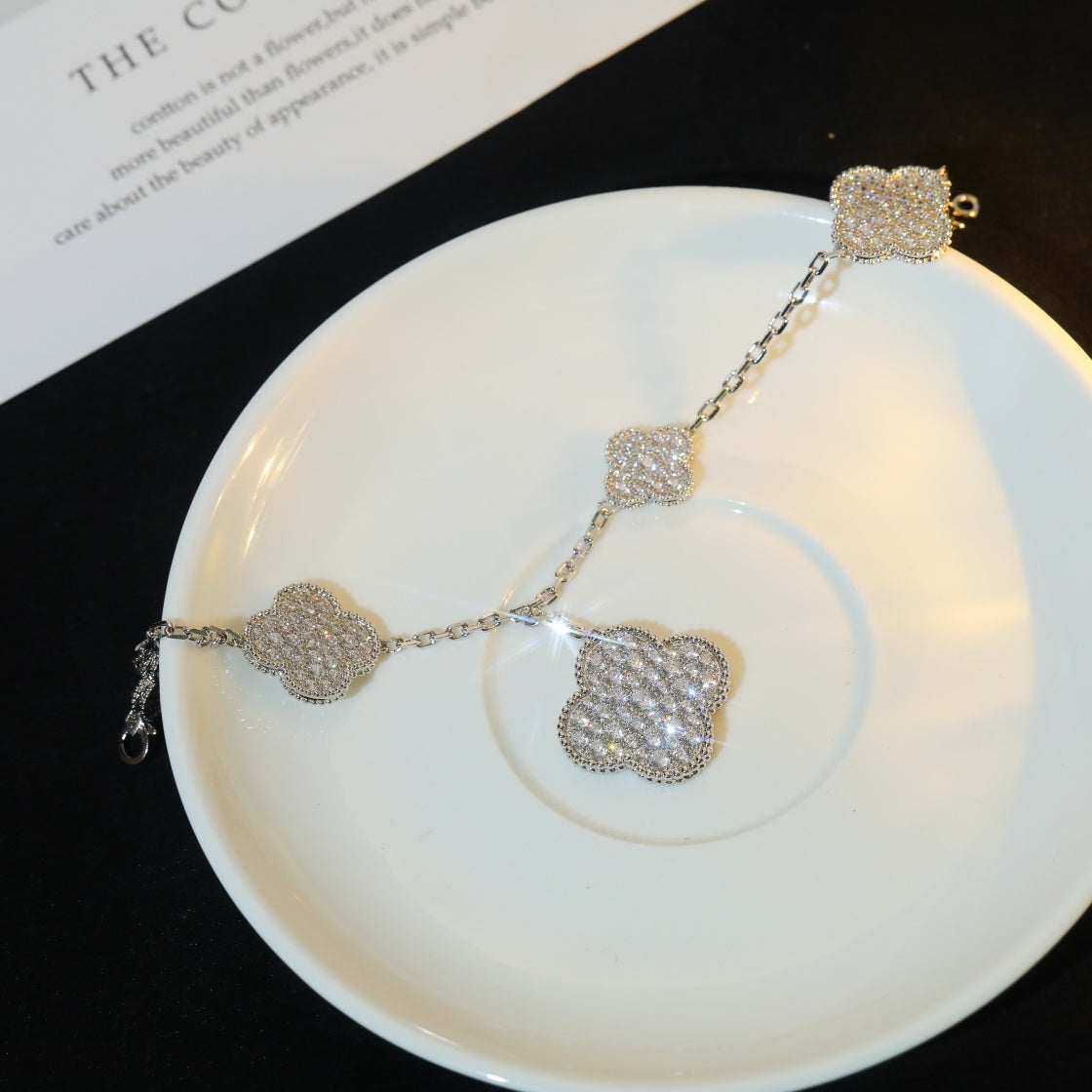 [Vera  Jewelry]CLOVER BRACELET 5 MOTIF SILVER DIAMOND PAVED