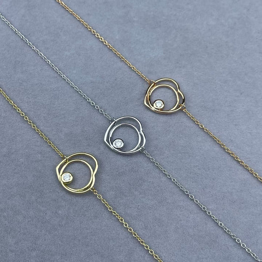 [Vera  Jewelry]HOLLOW HEART SINGLE DIAMOND BRACELET