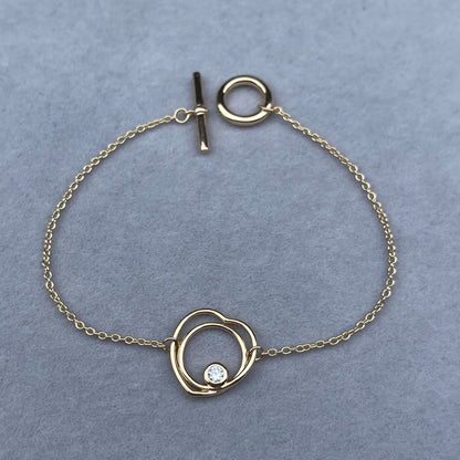 [Vera  Jewelry]HOLLOW HEART SINGLE DIAMOND BRACELET