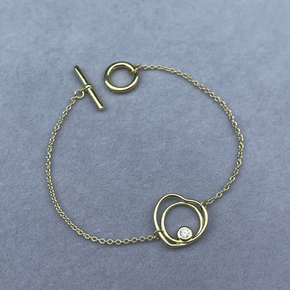 [Vera  Jewelry]HOLLOW HEART SINGLE DIAMOND BRACELET