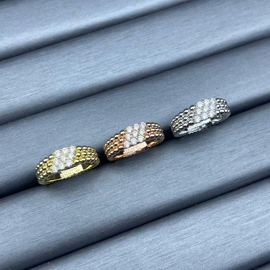 [Vera  Jewelry]NARROW BEADED RING WITH DIAMONDS