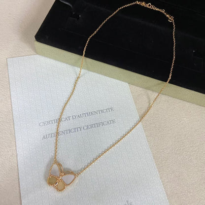 [Vera  Jewelry]Vera  Jewelry ROSE GOLD WHITE MOTHER OF PEARL BUTTERFLY NECKLACE