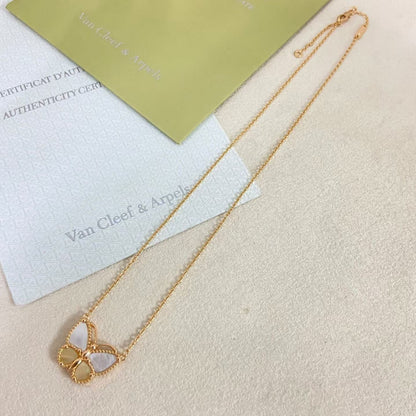 [Vera  Jewelry]Vera  Jewelry ROSE GOLD WHITE MOTHER OF PEARL BUTTERFLY NECKLACE