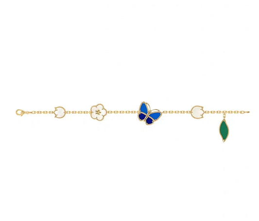 [Vera  Jewelry ]LUCKY SPRING GOLD BLUESTONE WHITE MOTHER-OF-PEARL BRACELET