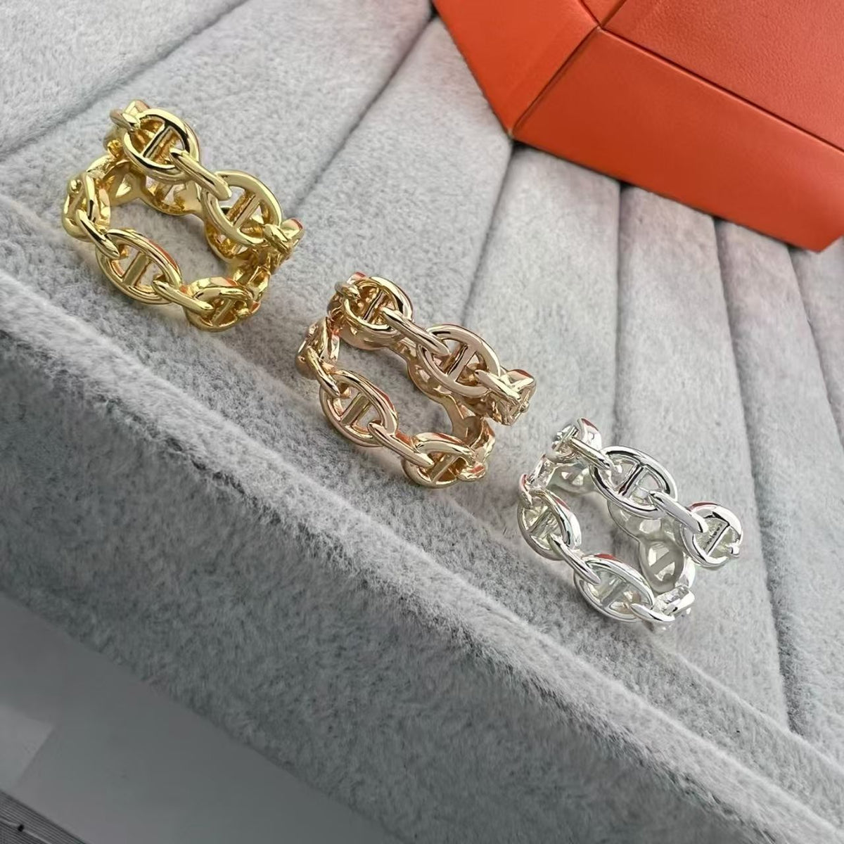 [Vera  Jewelry]GLOSSY FINISH SQUARE COMBINATION DOUBLE-LAYER PIG NOSE RING