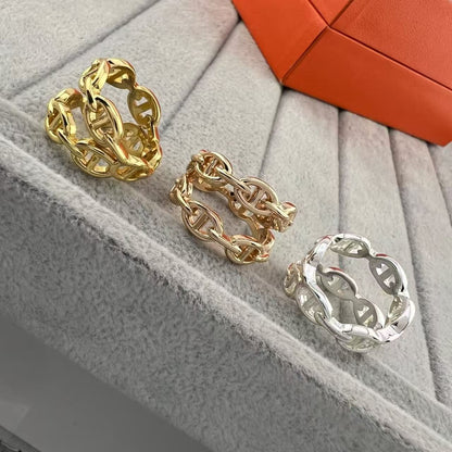 [Vera  Jewelry]GLOSSY FINISH SQUARE COMBINATION DOUBLE-LAYER PIG NOSE RING