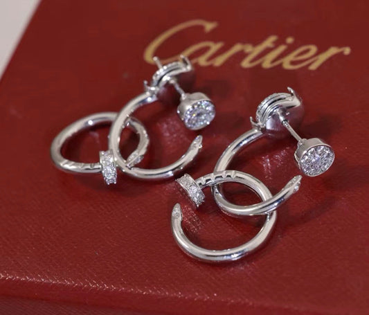 [Vera  Jewelry]NAIL COLLECTION DIAMOND SET DOUBLE HOOP EARRINGS