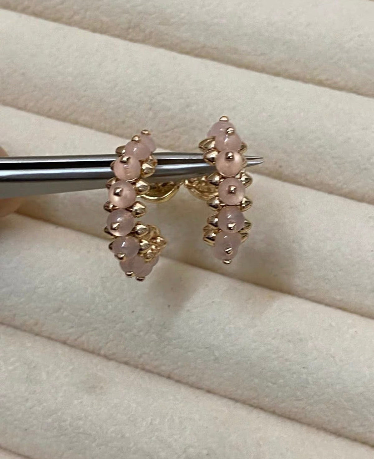 [Vera  Jewelry]CLASH COLLECTION AGATE CHALCEDONY STUD EARRINGS