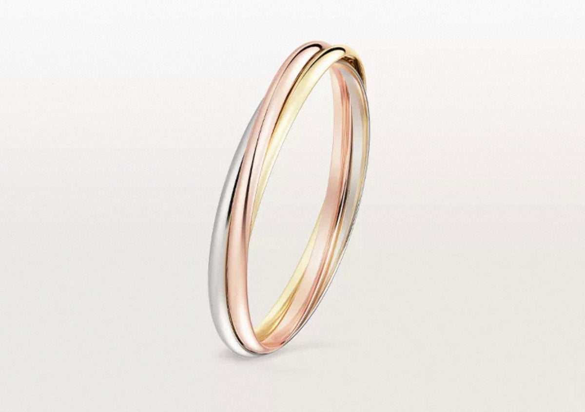 [Vera  Jewelry-r13]TRINITY COLLECTION CLASSIC THREE-COLOUR GOLD TRIPLE BAND BANGLE